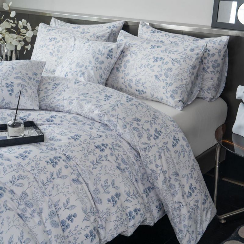Juego de Edredón BUPIRD Queen Floral 3 Piezas Azul
