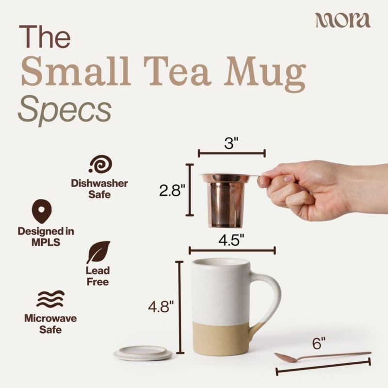 Taza de té MORA 355 ml con infusor cuchara y tapa