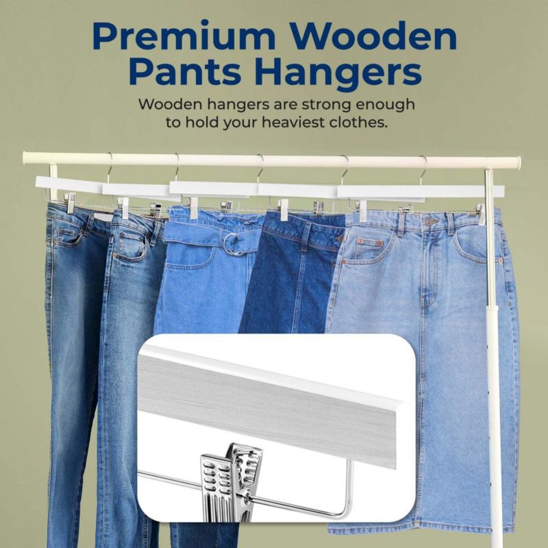 Perchas para pantalones SereneLife 36 cm paquete de 20 madera blanca