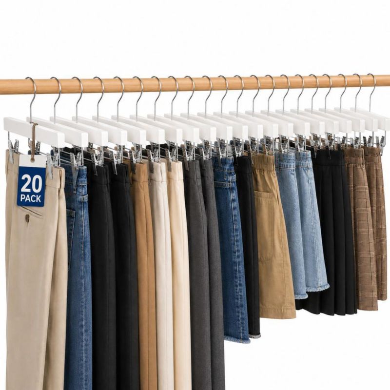 Perchas para pantalones SereneLife 36 cm paquete de 20 madera blanca