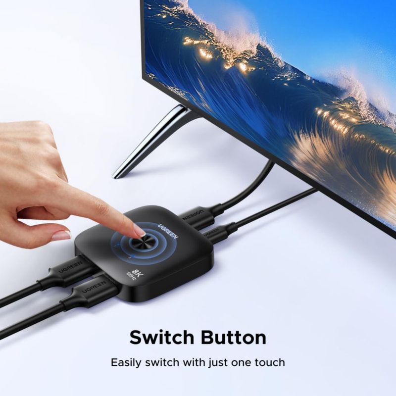 Conmutador HDMI UGREEN 2 entradas 1 salida 8K@60Hz VRR HDR10+