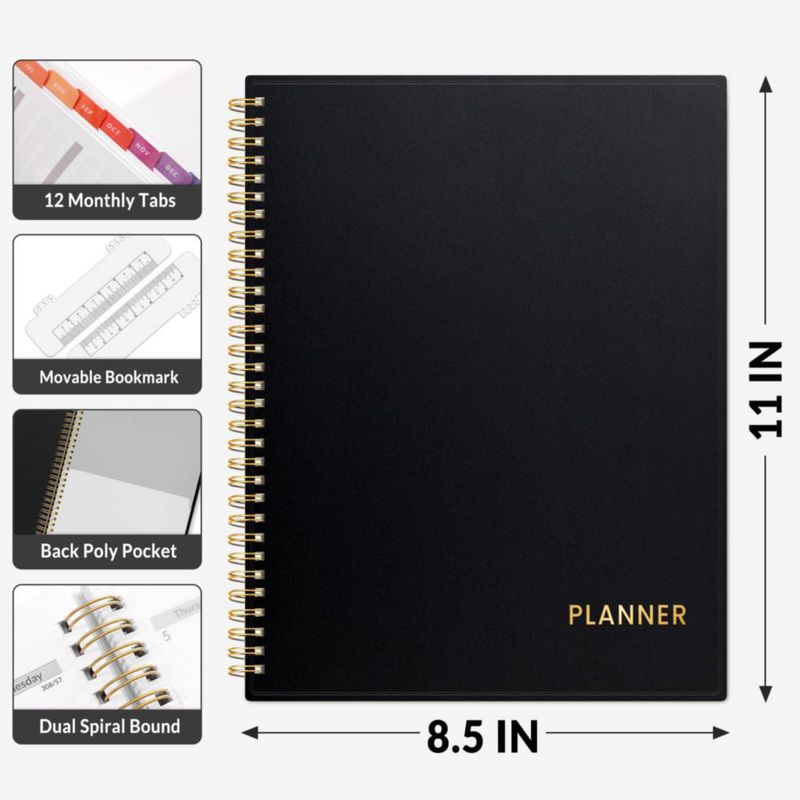 Agenda SUNEE 85" x 11" 2027 Espiral Negra