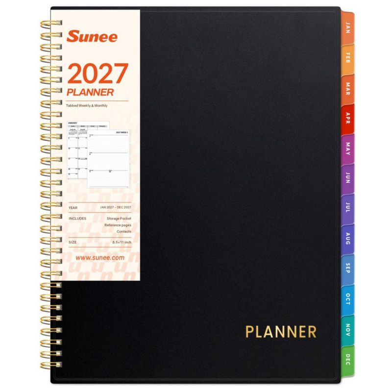 Agenda SUNEE 85" x 11" 2027 Espiral Negra