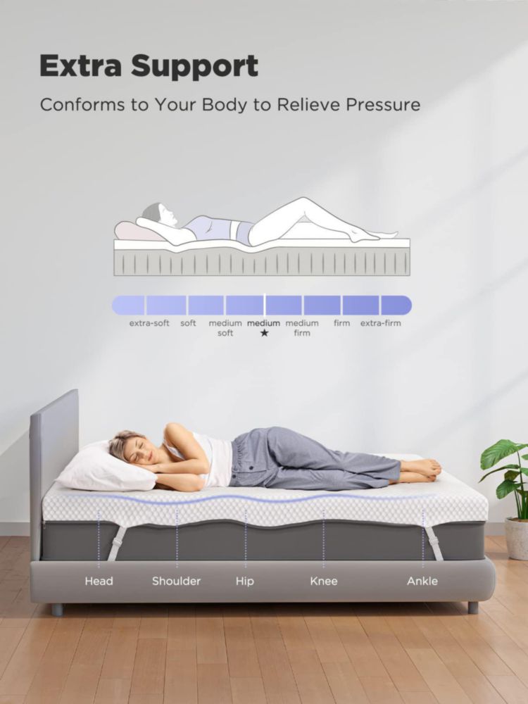 Cubrecolchón PERLECARE Queen de 10 cm de espuma viscoelástica con gel