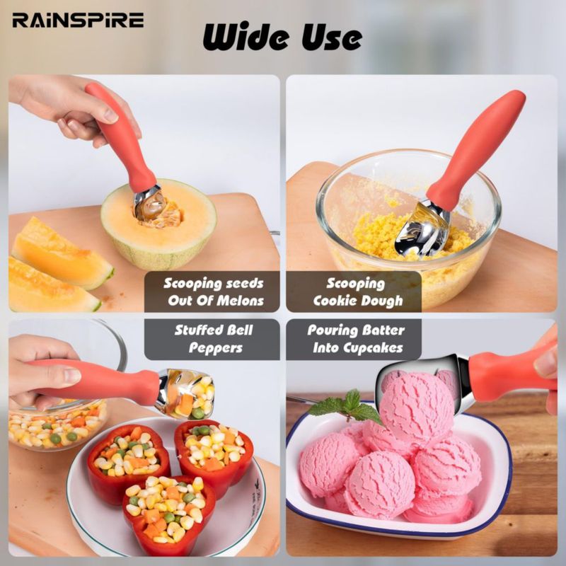 Cuchara para helado Rainspire de acero inoxidable color naranja