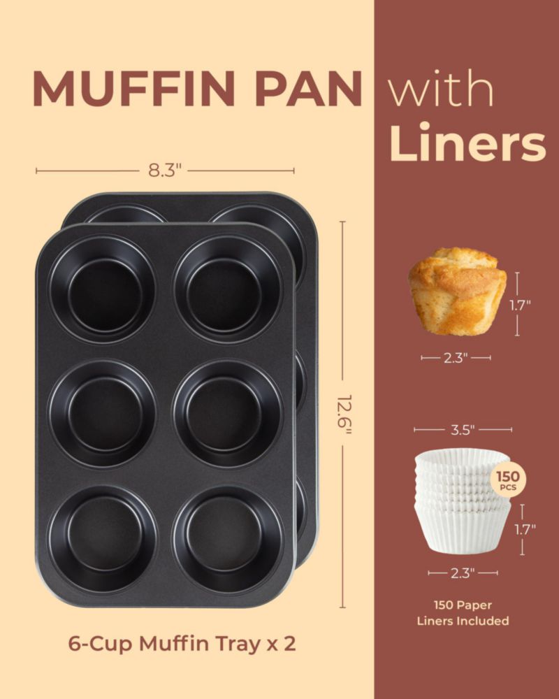 Molde para muffins CARTMAN 2 unidades 32 cm × 21 cm con 150 cápsulas de papel