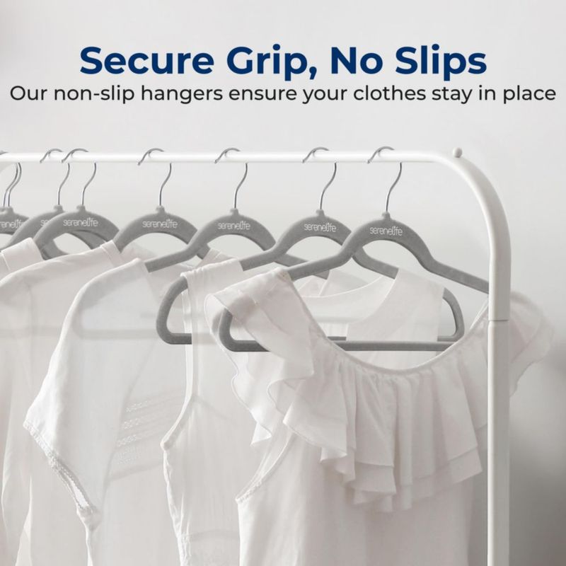 Perchas de ropa SereneLife paquete de 10 gris terciopelo delgadas