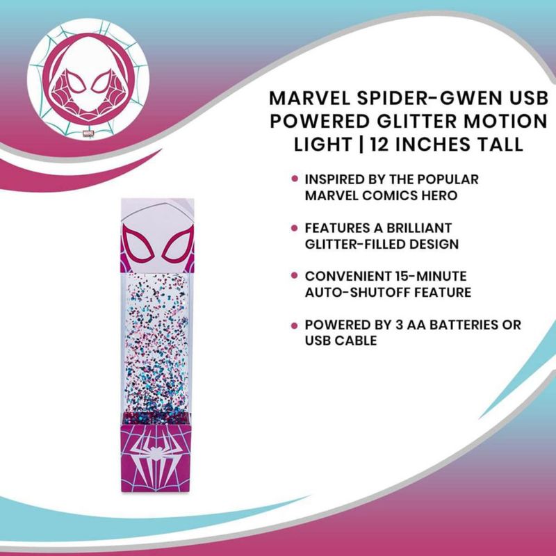 Lámpara con purpurina Marvel Spider-Gwen LED con alimentación USB 30 cm