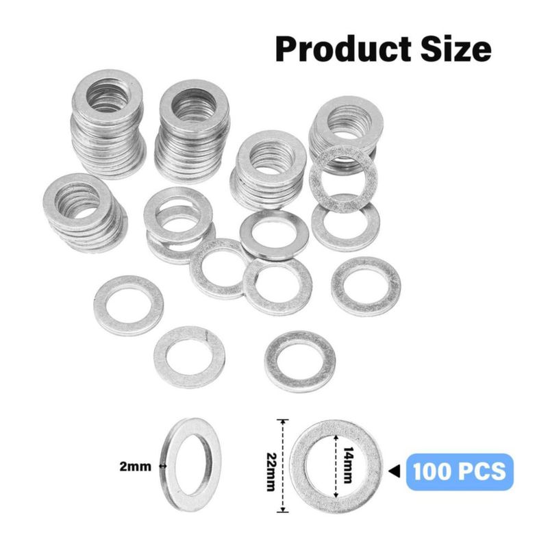 Arandelas Mudder 14 mm 100 uds Aluminio Ø 22 mm