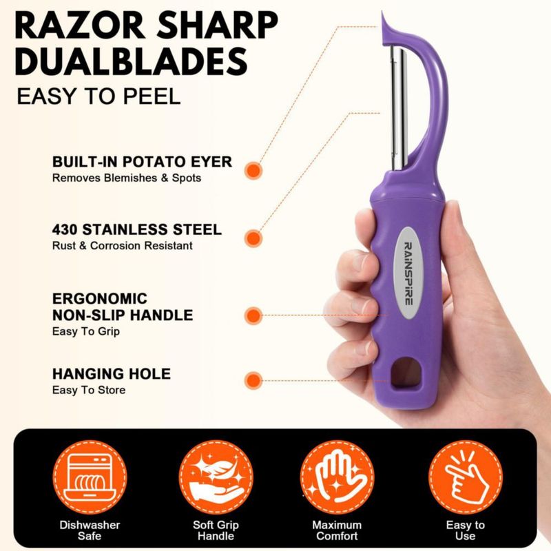 Pelador de Verduras Rainspire 20 cm Morado (2 unidades)