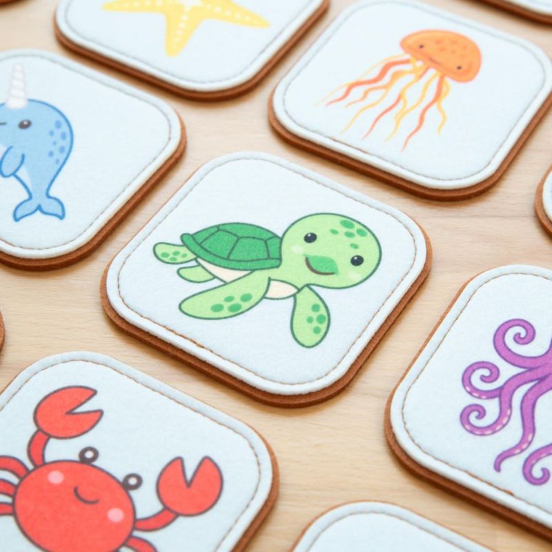 Juego de Emparejar Peapod Play de Criaturas Marinas en Fieltro - 16 piezas