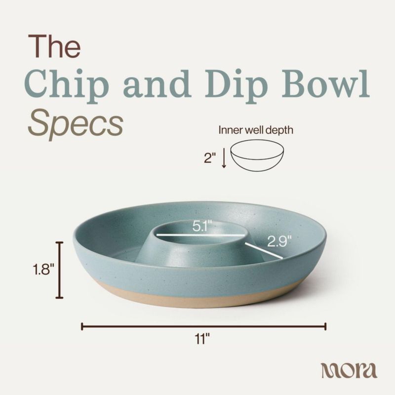 Bandeja grande dividida de cerámica MORA para chips y dip – Iris