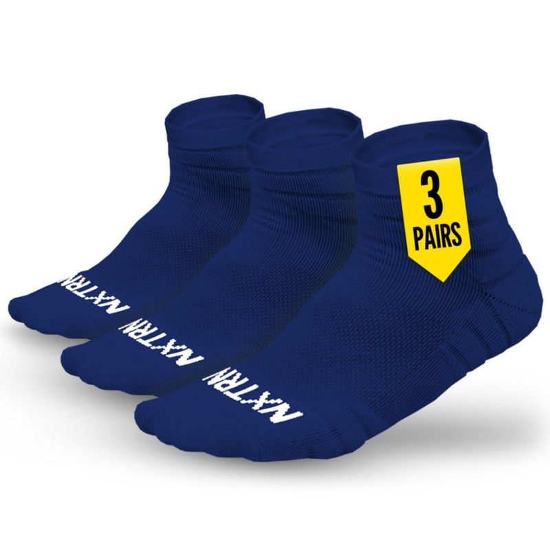 NXTRND 3 pares de calcetines de compresión para correr para hombre con acolchado en tobillo para deporte baloncesto fútbol y senderismo (azul marino