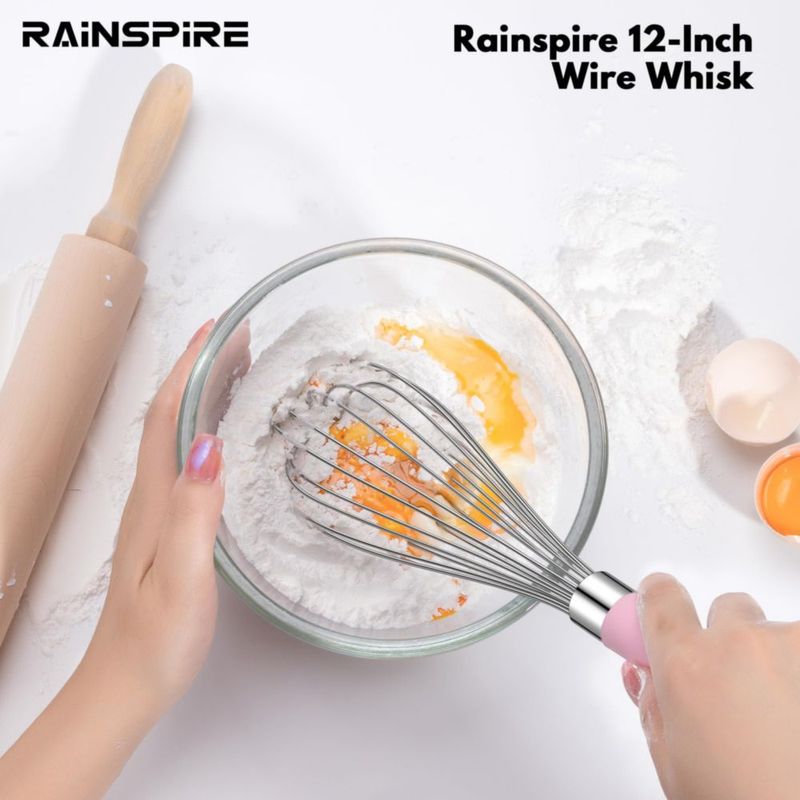 Batidor Rainspire de 30 cm Acero Inoxidable con Mango Rosa