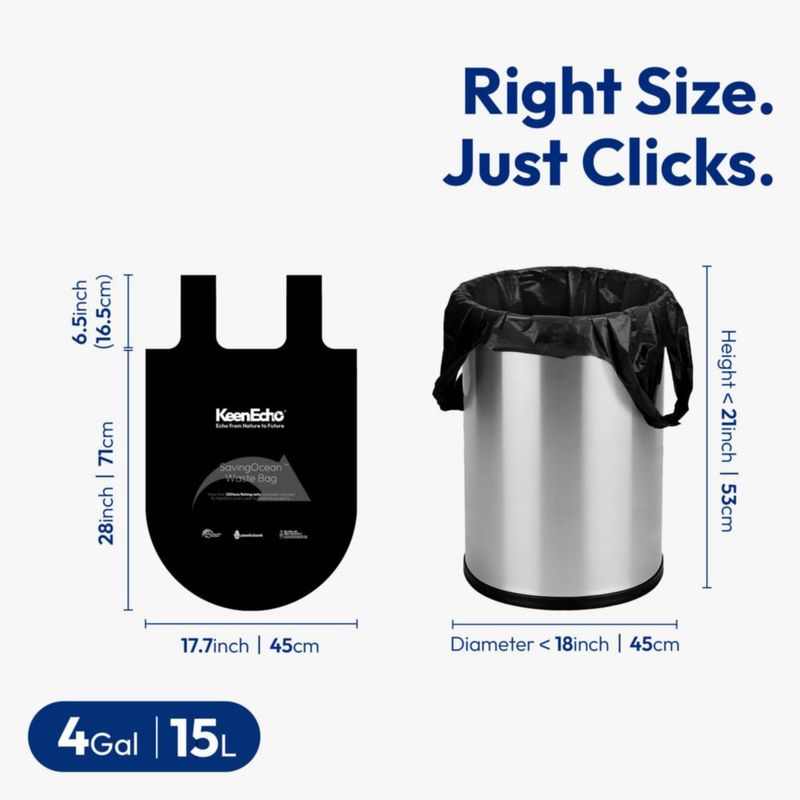 Bolsas de basura KeenEcho 4 gal 50 uds negro plástico oceánico
