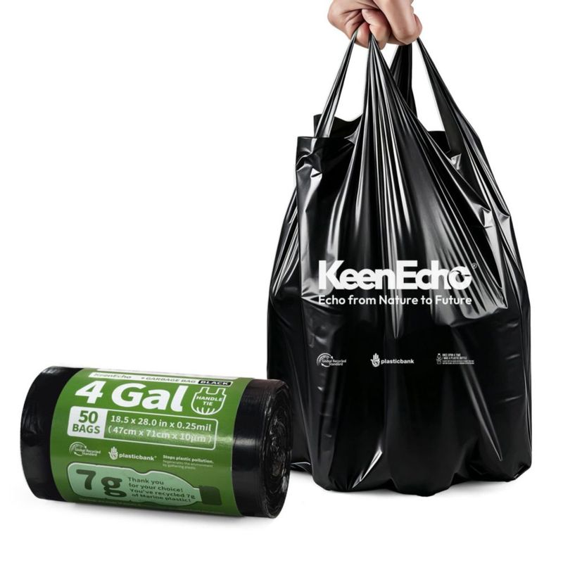 Bolsas de basura KeenEcho 4 gal 50 uds negro plástico oceánico