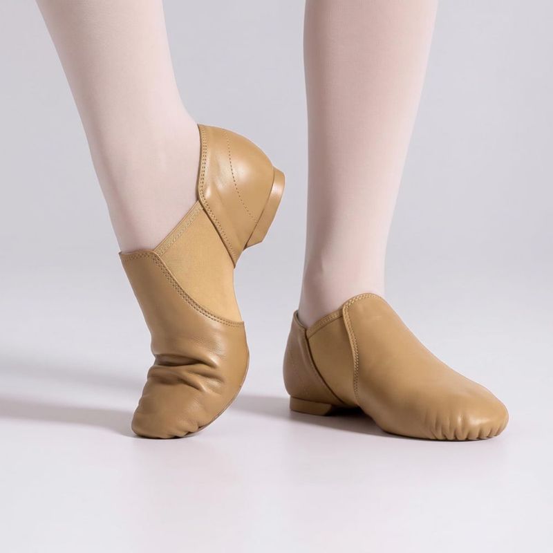 Zapato de Jazz Dynadans de Cuero sin Cordones Marrón 8M