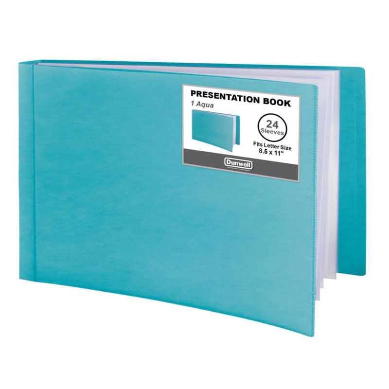 Carpeta de Portafolio Dunwell 8.5x11 Aqua 24 Bolsillos de Poliéster