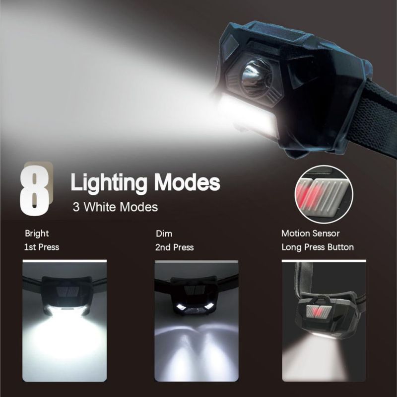 Linterna frontal KunHe paquete de 2 luz roja/blanca para exteriores
