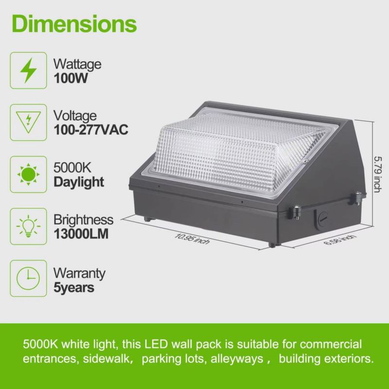 Luminaria de pared Paktonvo 100W 13000 lm con sensor crepúsculo‑alba