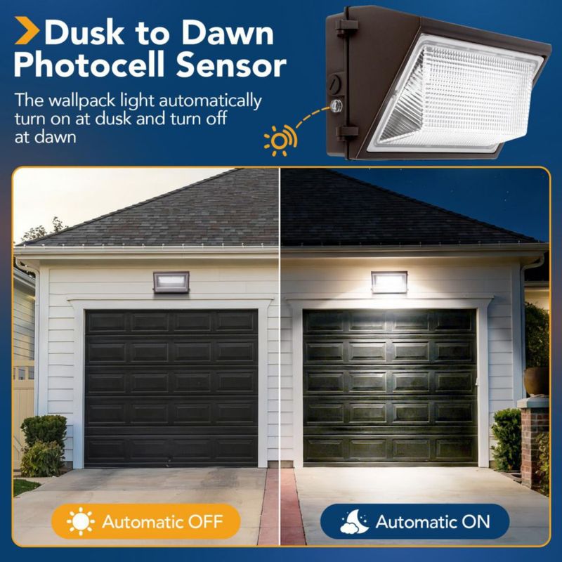 Luminaria de pared Paktonvo 100W 13000 lm con sensor crepúsculo‑alba