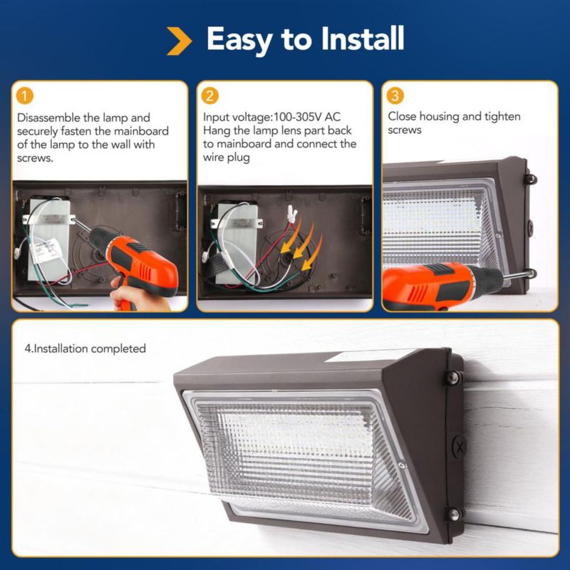 Luminaria de pared Paktonvo 100W 13000 lm con sensor crepúsculo‑alba