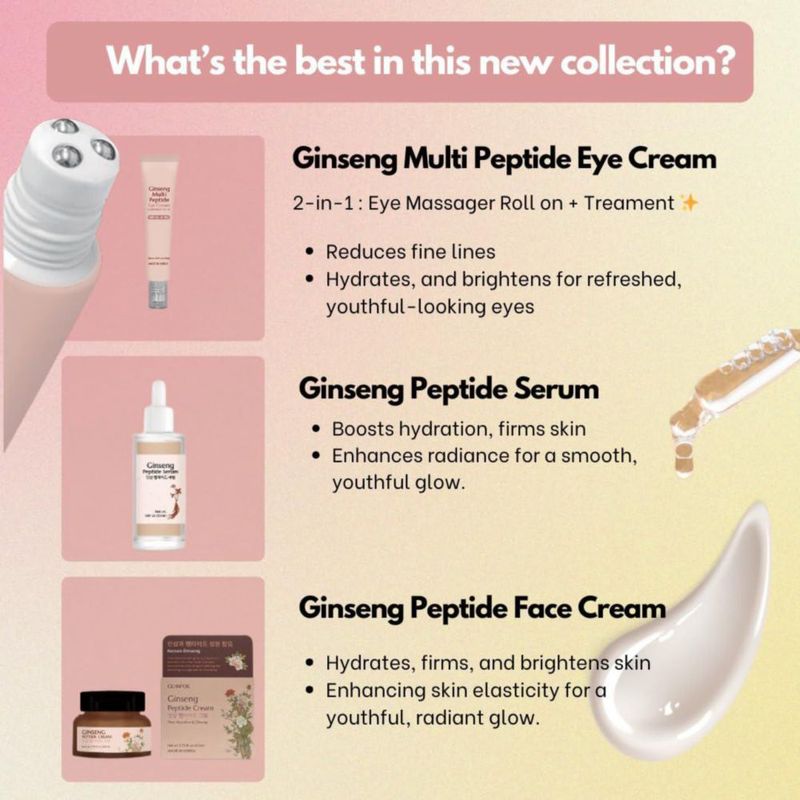 Crema para Ojos Glamfox 30 ml Ginseng Multi‑Péptidos con Rodillo
