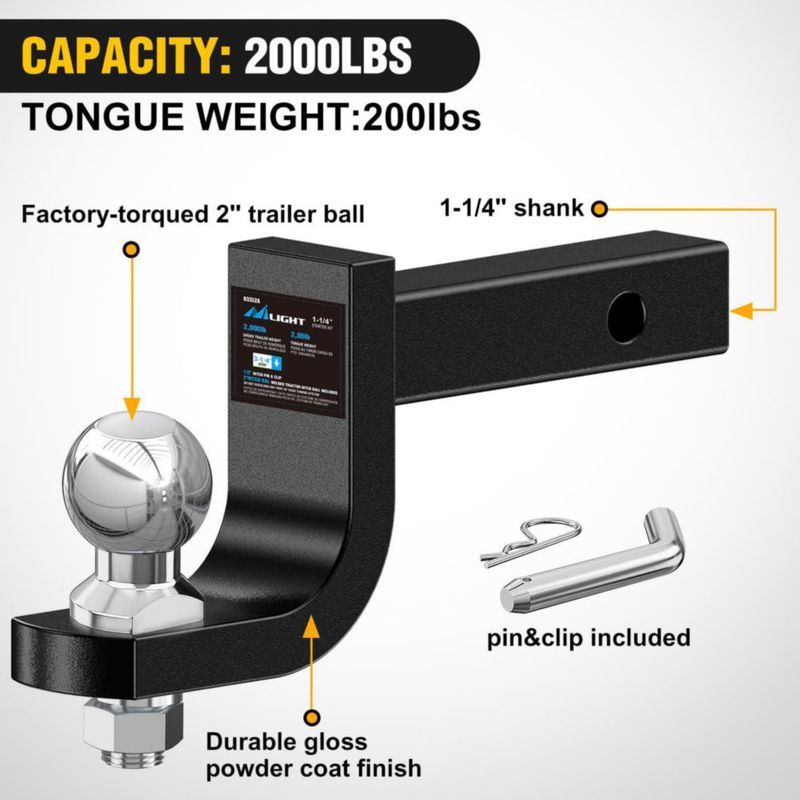 Montaje de Bola de Enganche Nilight 2" para Receptor 1-1/4"