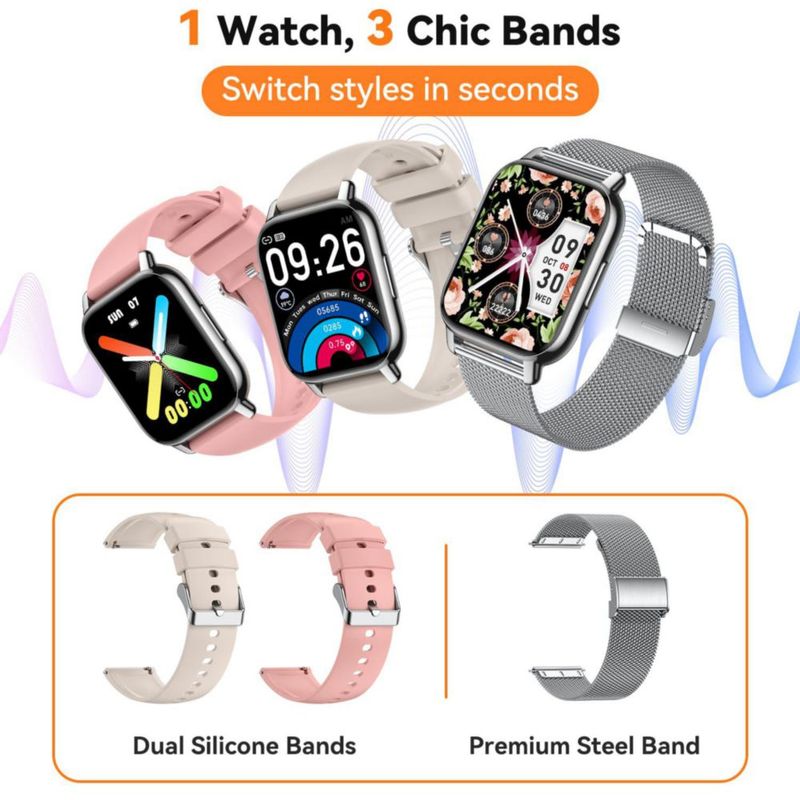 Reloj Inteligente Kriutefy 185'' Bluetooth IPX8 Plateado