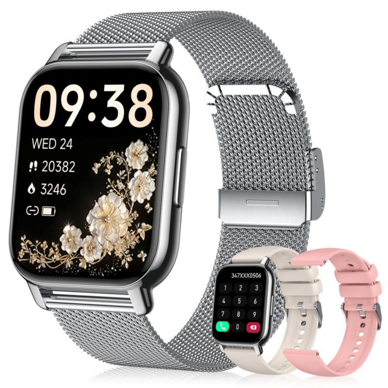 Reloj Inteligente Kriutefy 185'' Bluetooth IPX8 Plateado