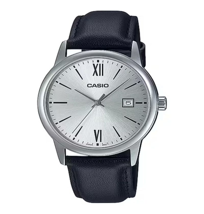 Reloj Casio MTP-V002L-7B3 de Cuero Plateado 38 mm con Fecha