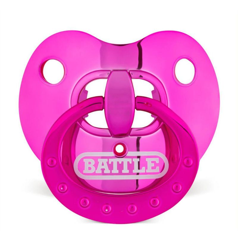 Protector bucal de fútbol Battle Sports Binky Oxygen - Correa desmontable máxima ventilación compatible con brackets y sin necesidad de hervir - Rosa