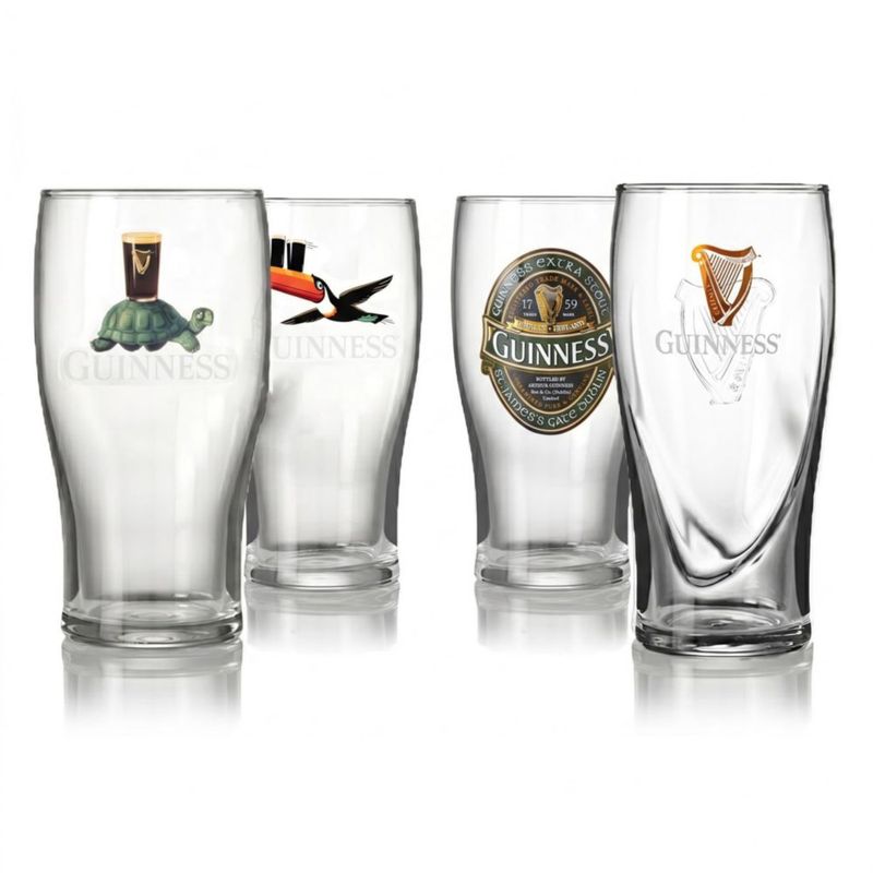 Set de Regalo de Vasos de Pinta Guinness – Pack de 4 | Merchandising Oficial | Barware Clásico de Pub Irlandés | Vaso de Cerveza de Regalo para