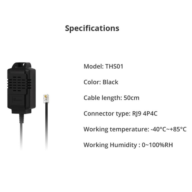 Higrómetro SONOFF THS01 con Conector RJ9 4P4C