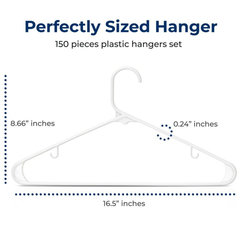 Perchas para ropa SereneLife pack de 150 unidades blancas de plástico