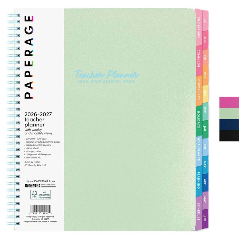 Agenda PAPERAGE 24 × 28 cm julio 2026‑junio 2027 color salvia