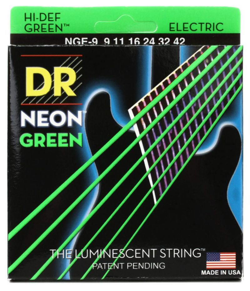 Cuerdas de Guitarra DR Strings NGE-9 Neon Green Light