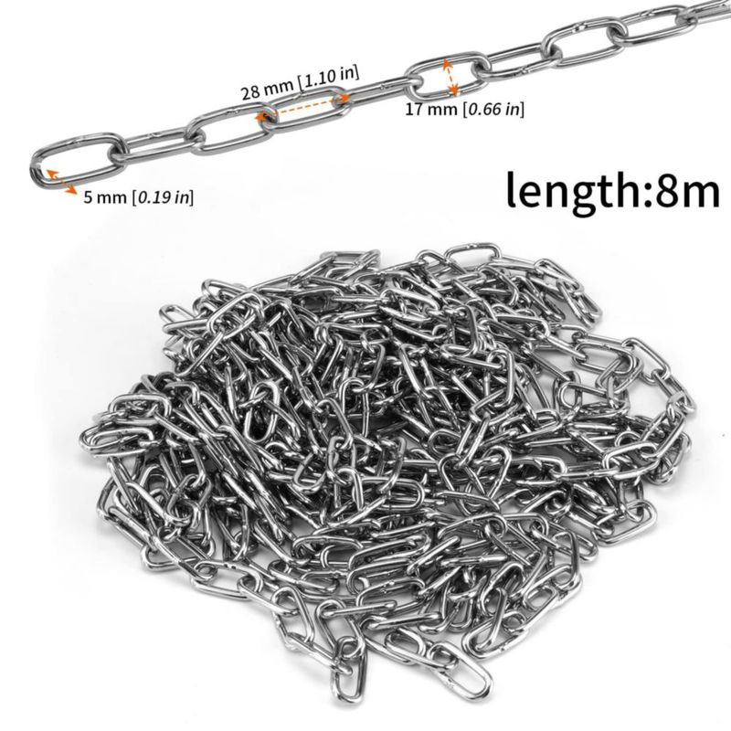 Cadena HOZEON 8 m x 5 mm de acero inoxidable 304 de alta resistencia