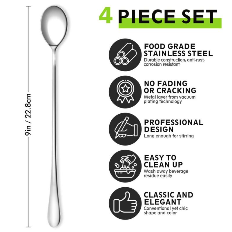 Juego de 4 cucharas Rainspire de mango largo 23 cm