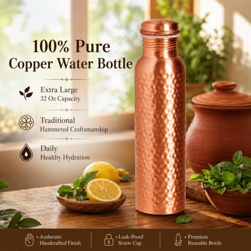 Botella Alpha Living Home de cobre martillado 950 ml