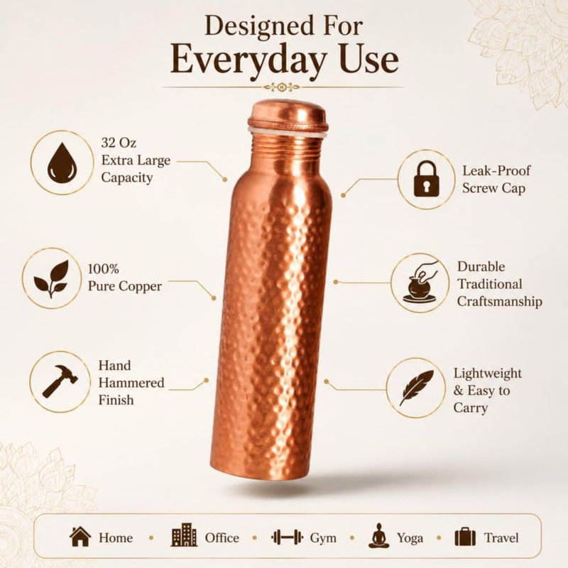 Botella Alpha Living Home de cobre martillado 950 ml