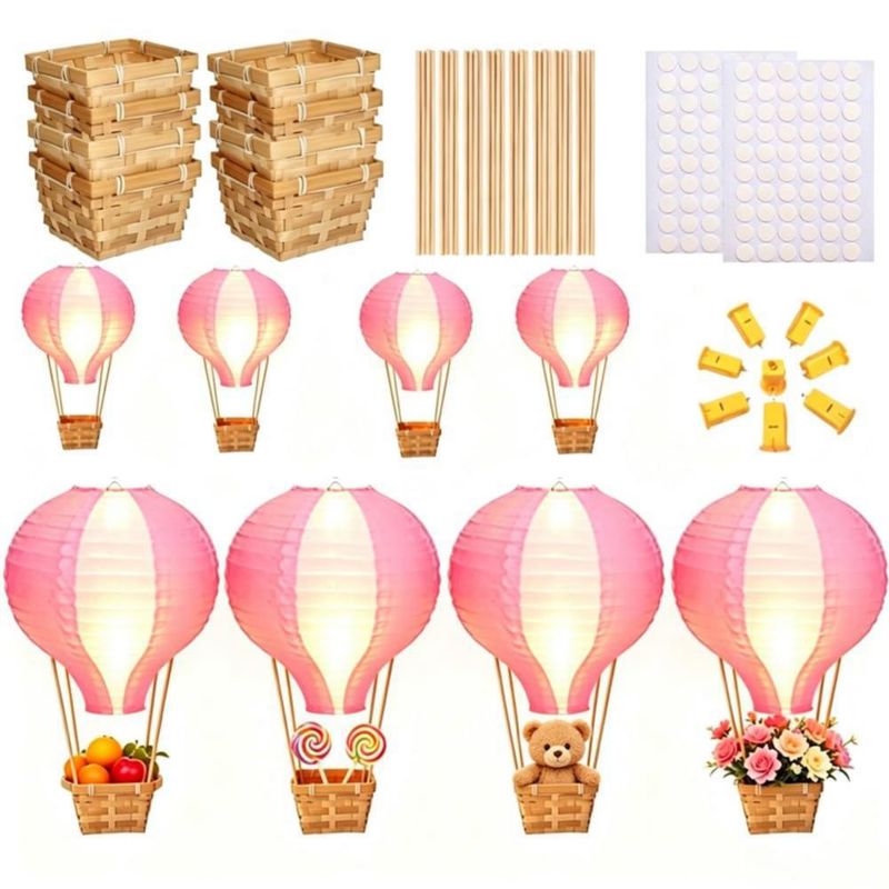 Set de 8 globos de aire caliente Palmhill de 30 cm – Rosa