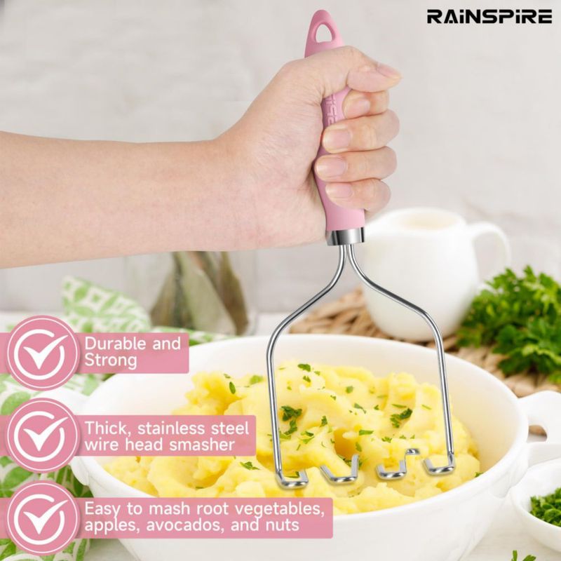 Machacador de Alimentos Rainspire de Acero Inoxidable Rosa