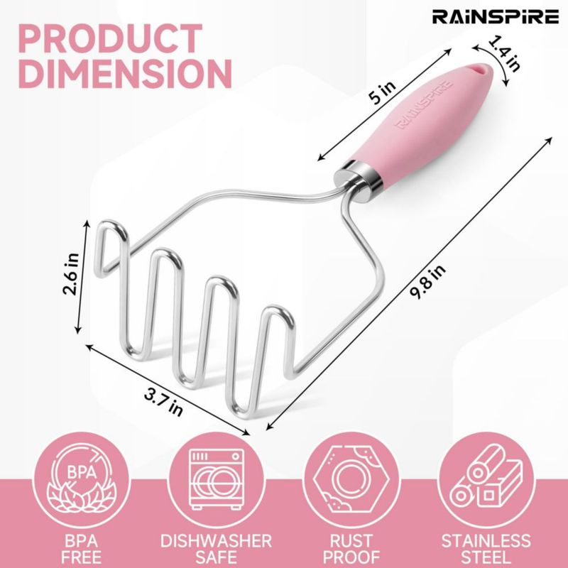 Machacador de Alimentos Rainspire de Acero Inoxidable Rosa