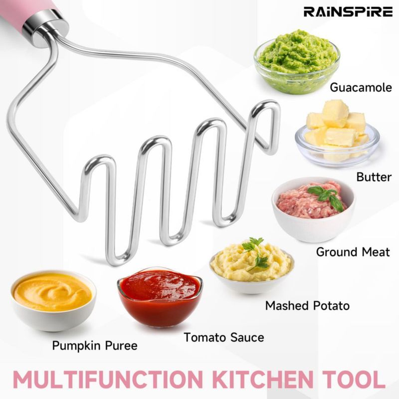 Machacador de Alimentos Rainspire de Acero Inoxidable Rosa