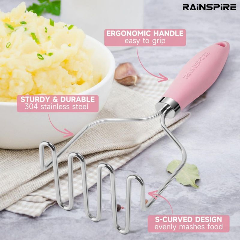 Machacador de Alimentos Rainspire de Acero Inoxidable Rosa