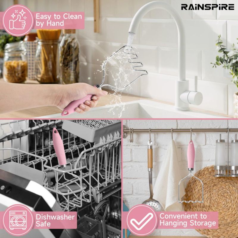Machacador de Alimentos Rainspire de Acero Inoxidable Rosa