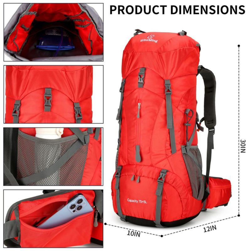 Mochila King'sGuard 75L+5L Impermeable Roja