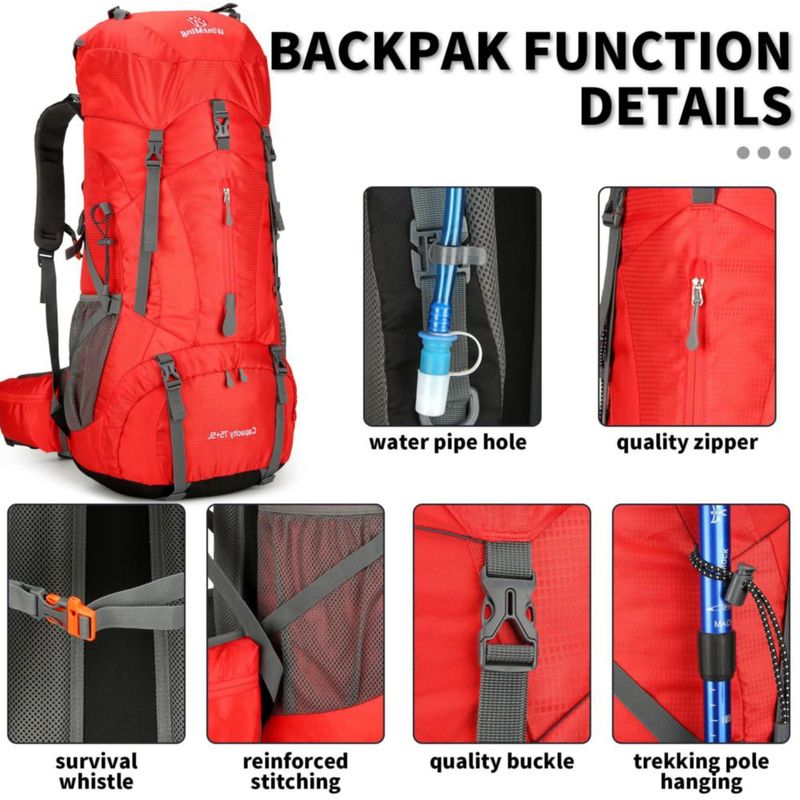 Mochila King'sGuard 75L+5L Impermeable Roja