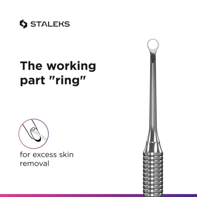 Empujador de cutículas STALEKS PRO EXPERT plano y con bucle